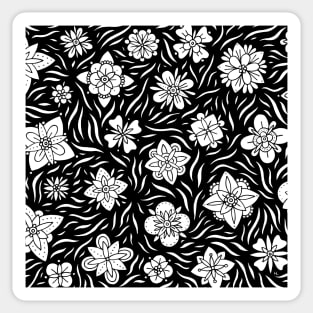 Black and White Flowers Sticker